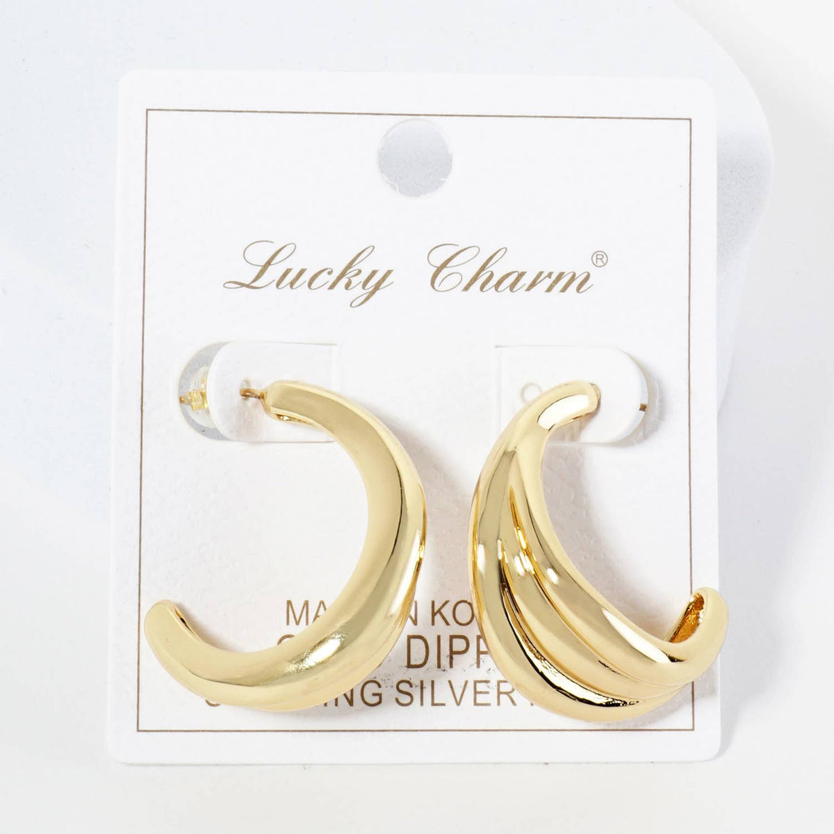 18K Gold Dipped Textured 30mm Tapered Open Hoop Earrings