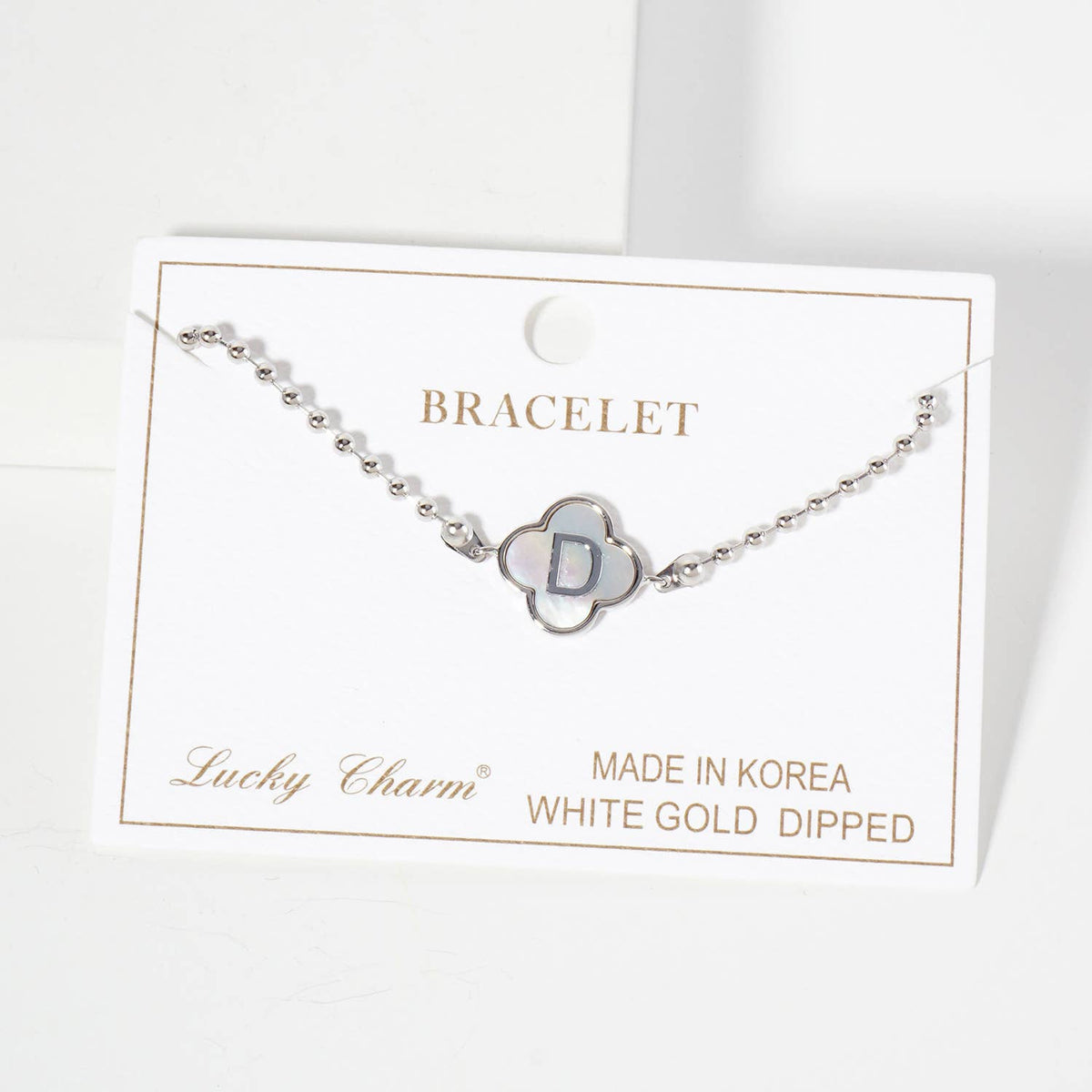 Dainty Gold Dipped Initial Clover Bracelet