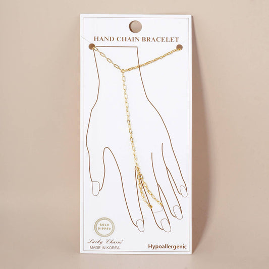 4mm Link-Chain 18K-Gold-Dipped Brass Hand-Chain Bracelet
