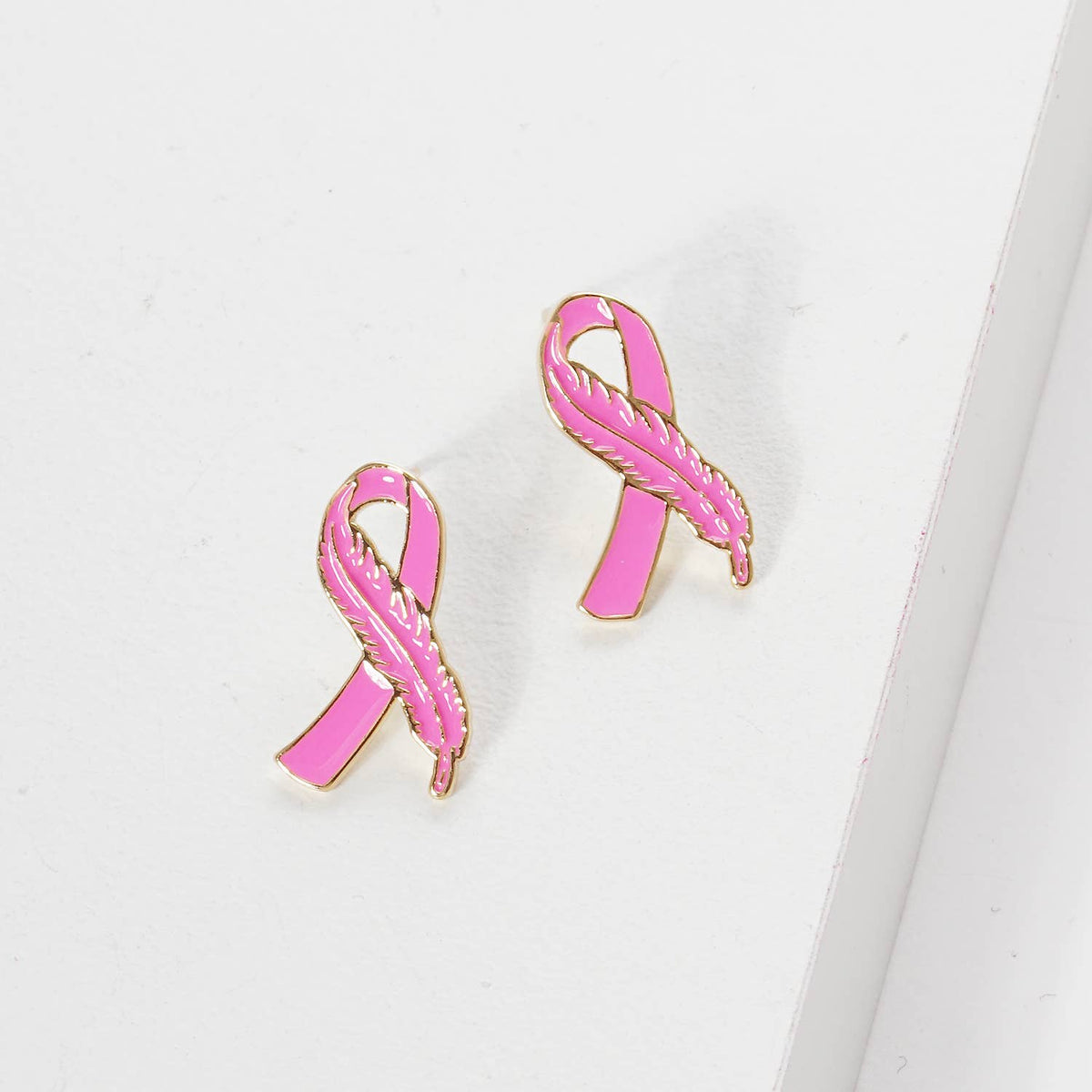 Pink Ribbon Breast Cancer Awareness Stud Earrings
