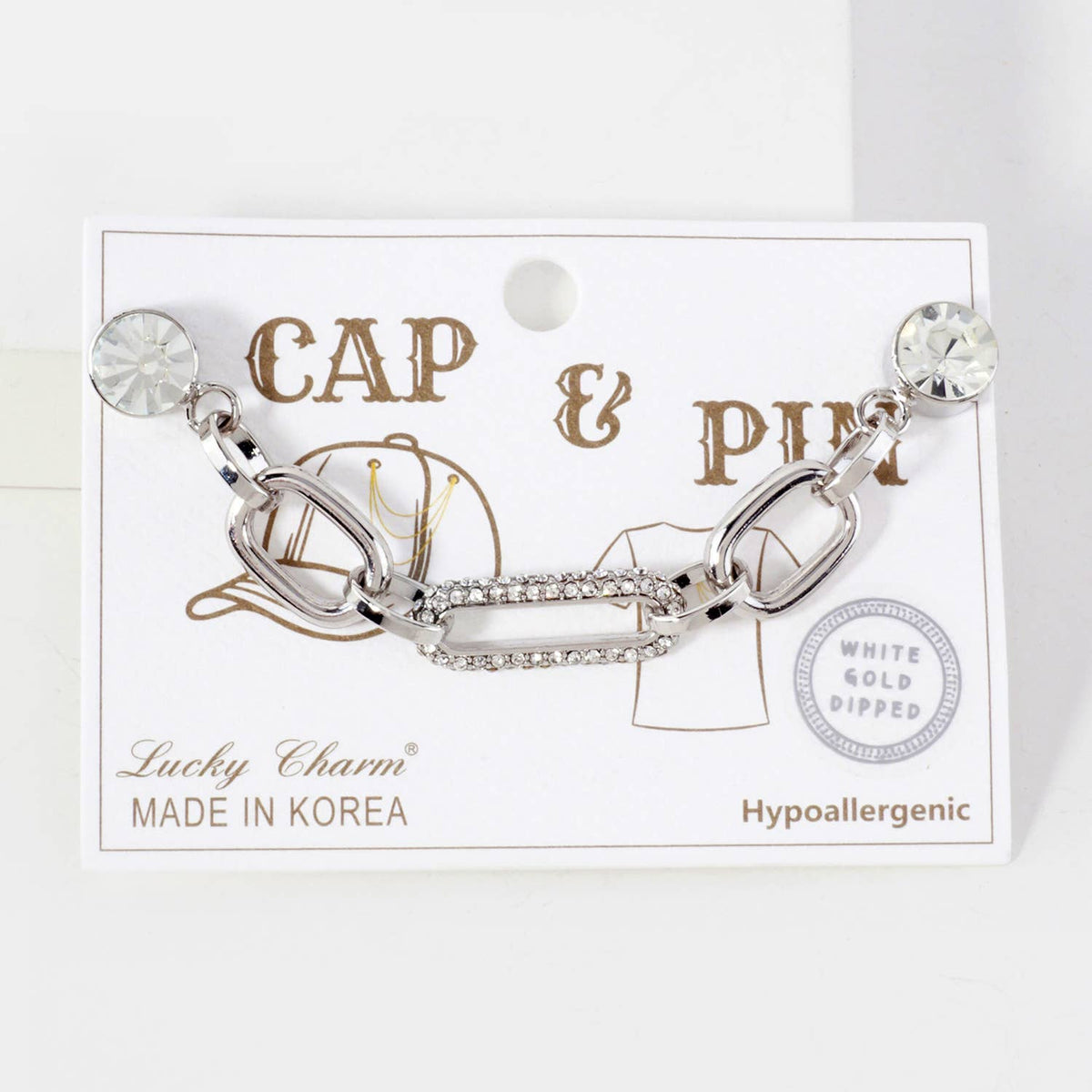 Lucky Charm Cap & Pin Pavé Chain Hat Accessory