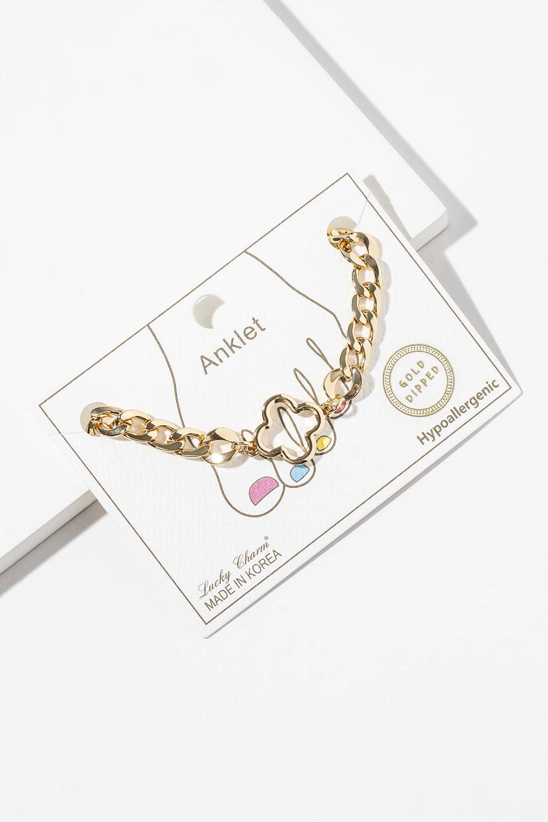 Lucky Clover Open Motif Chunky Link Anklet