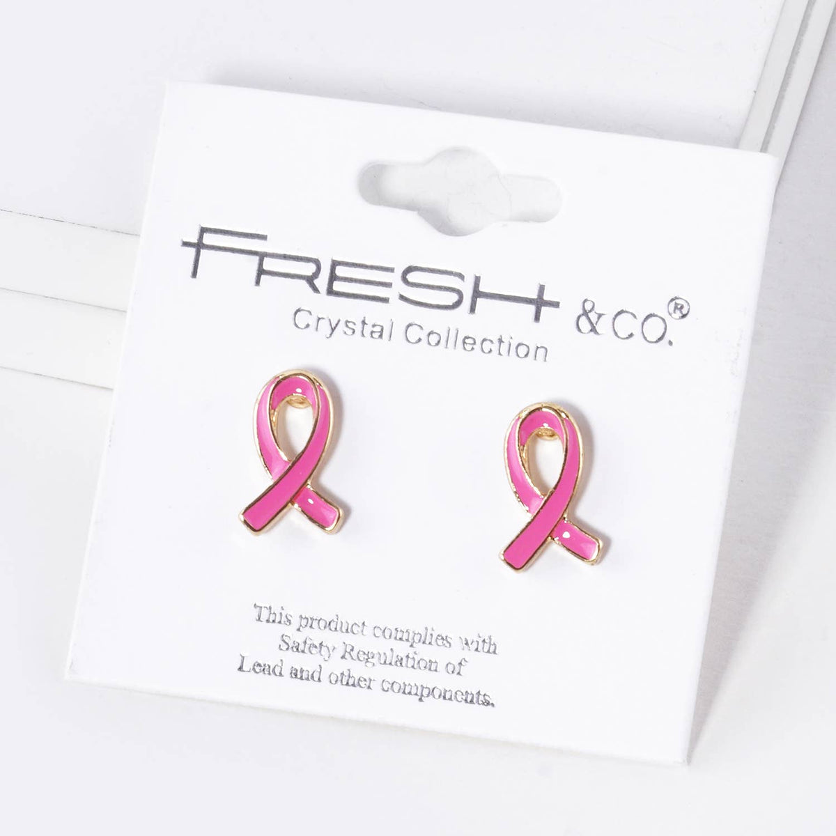 Pink Ribbon Awareness Enamel Stud Earrings