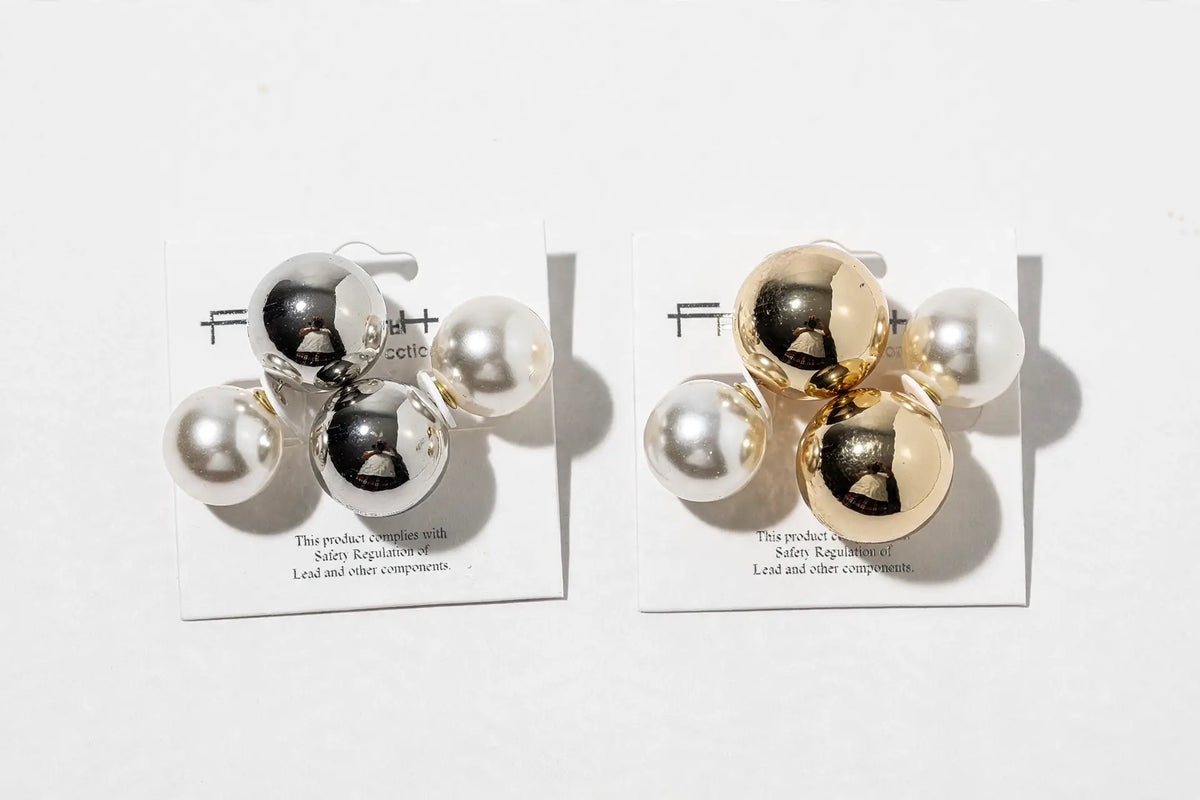 Jumbo Double-Sided Ball Stud Earrings – Statement Pearl