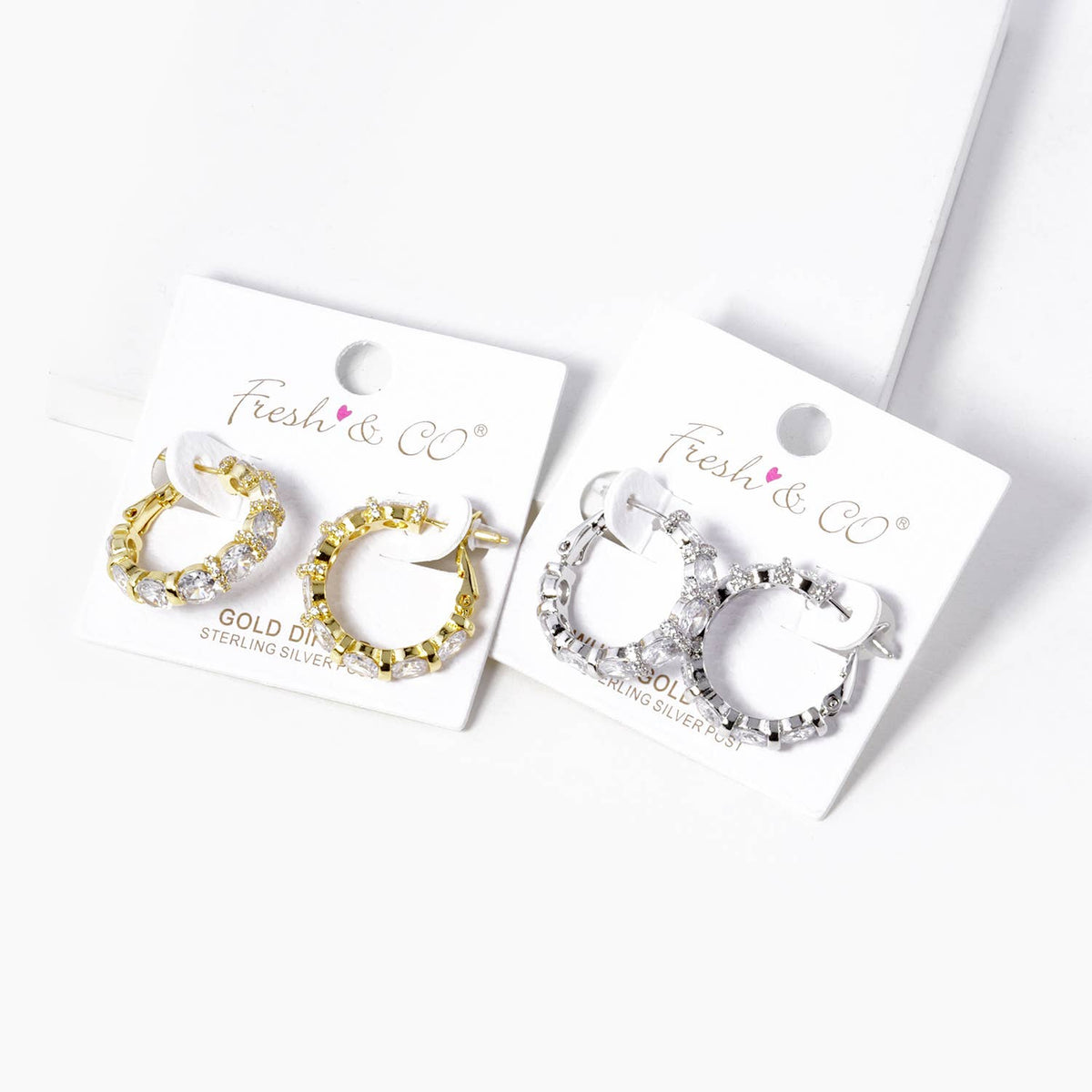 Dainty Cubic Zirconia Oval Halo Huggie Hoop Earrings