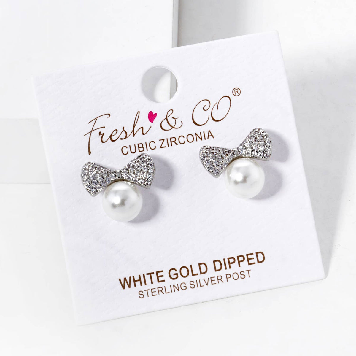 Gold Plated Freshwater Pearl Bowtie Earrings