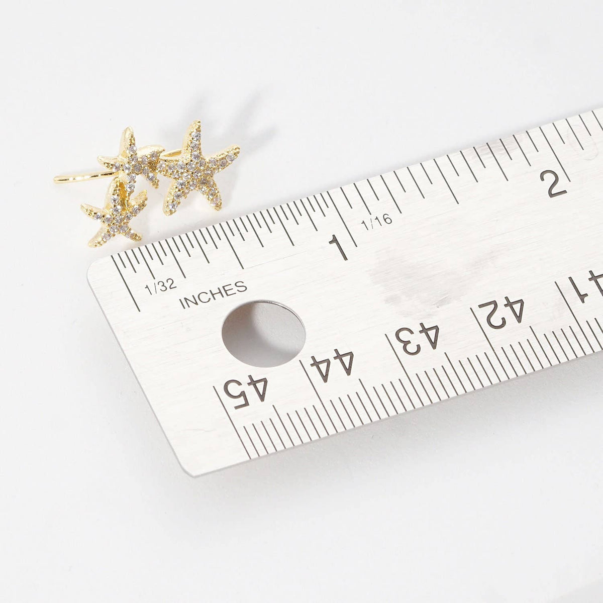 Gold Starfish Ear Climber Earrings