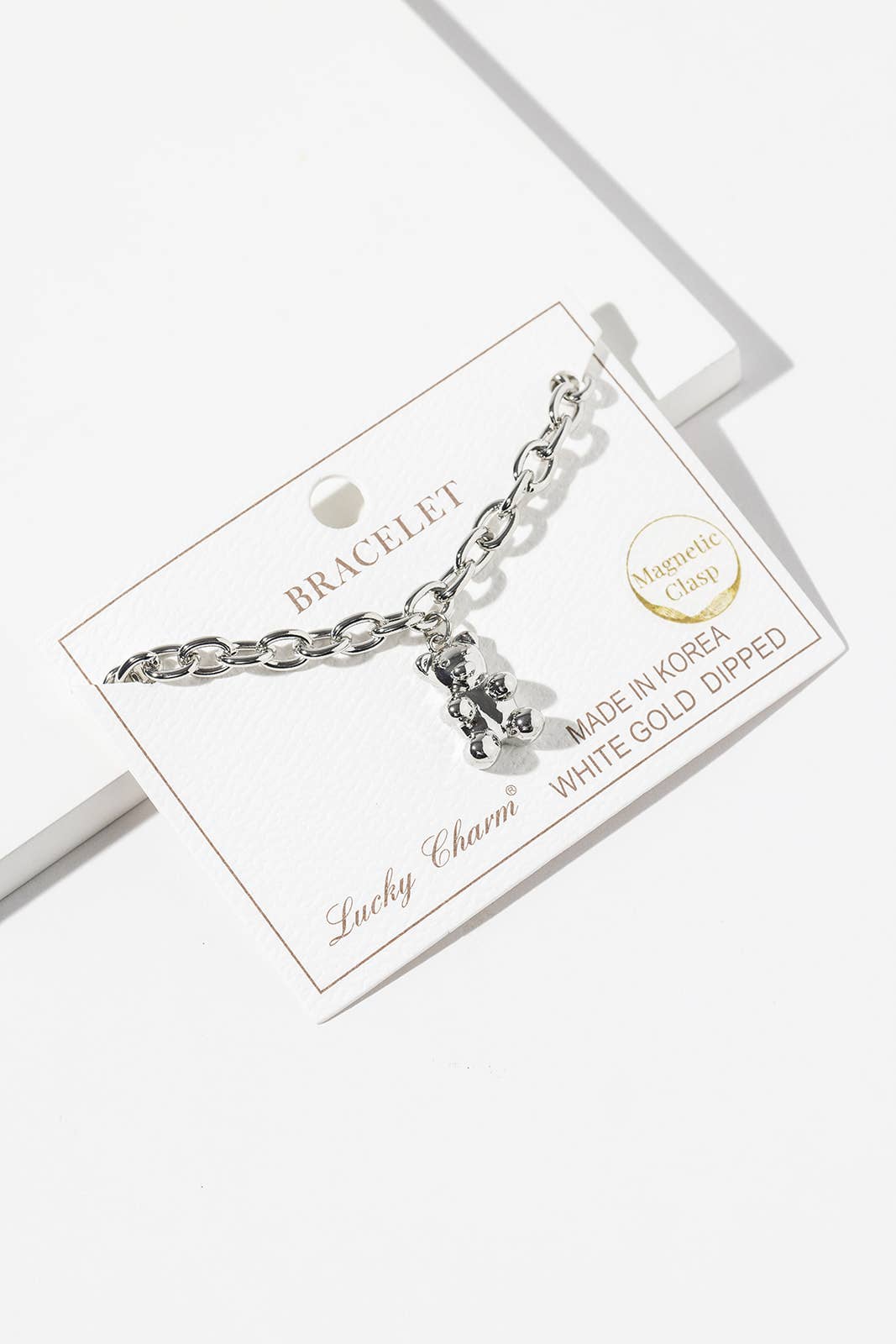 Magnetic Clasp Teddy Bear Link Chain Charm Bracelet