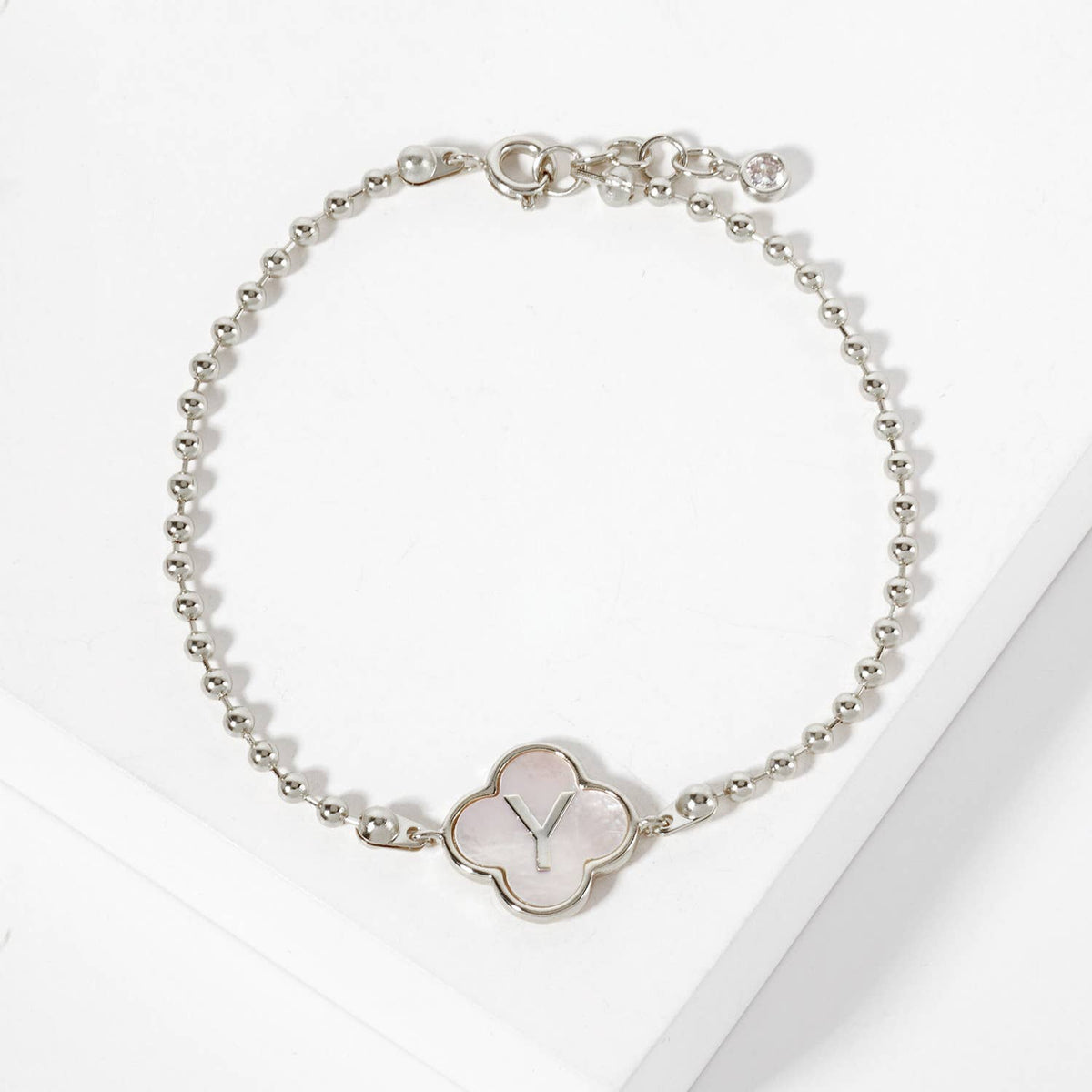 Dainty Gold Dipped Initial Clover Bracelet