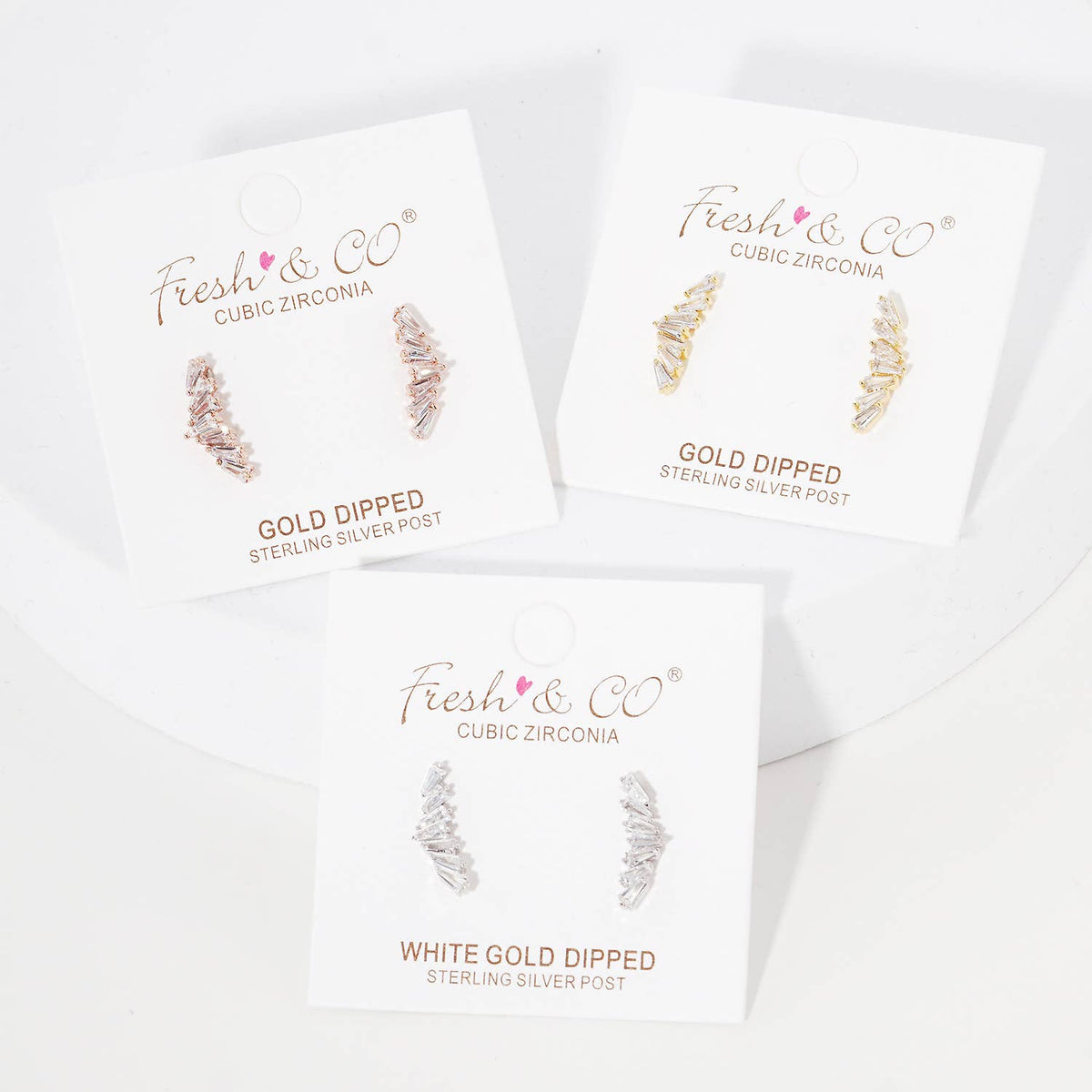 Cubic Zirconia Baguette Ear Crawlers