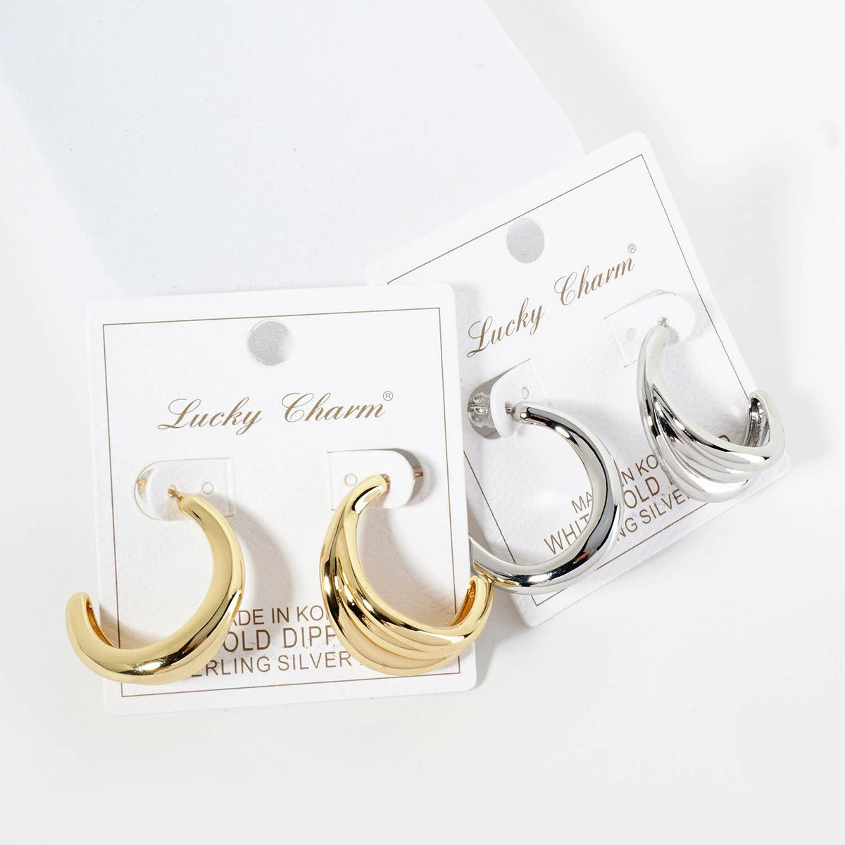 18K Gold Dipped Textured 30mm Tapered Open Hoop Earrings