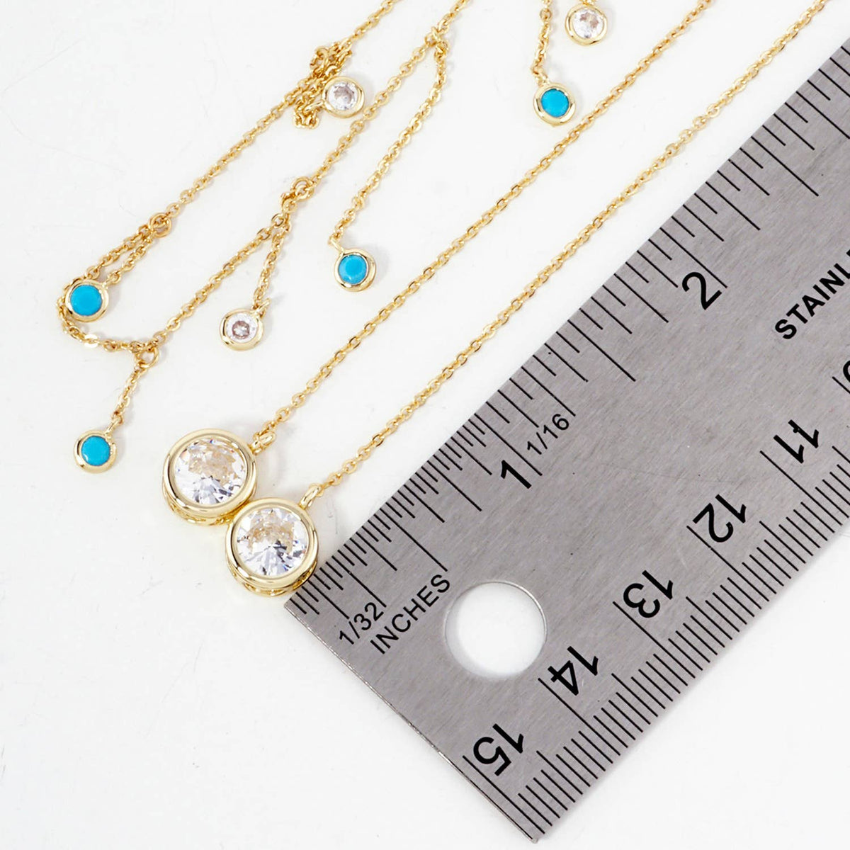 Delicate Stone Chain Accents 9mm Round Bezel-Set Face-Chain.
