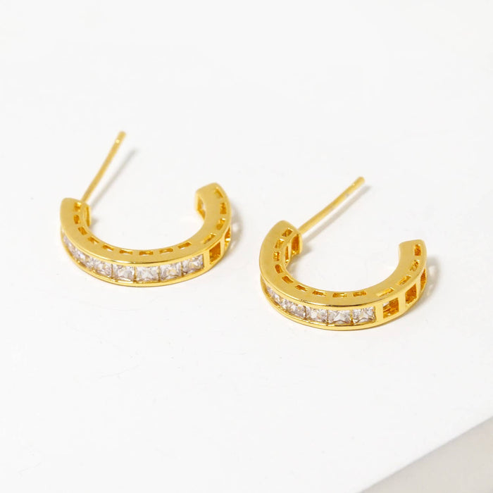 Dainty Pave Cubic Zirconia Huggie Hoops