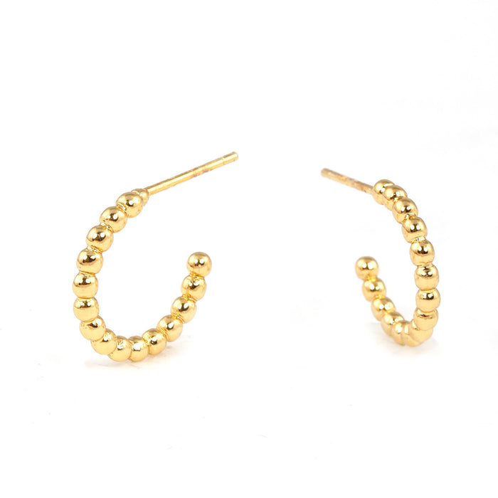 Gold Graduated Bead Open Hoop Earrings