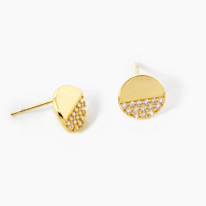 Gold Dipped Round Pendant Earrings
