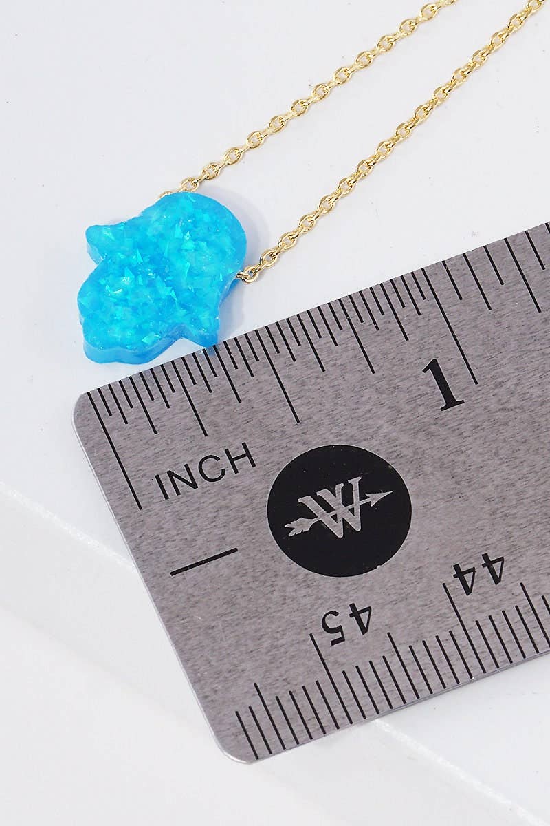 Gold Plated Opal Hasma Hand Necklace