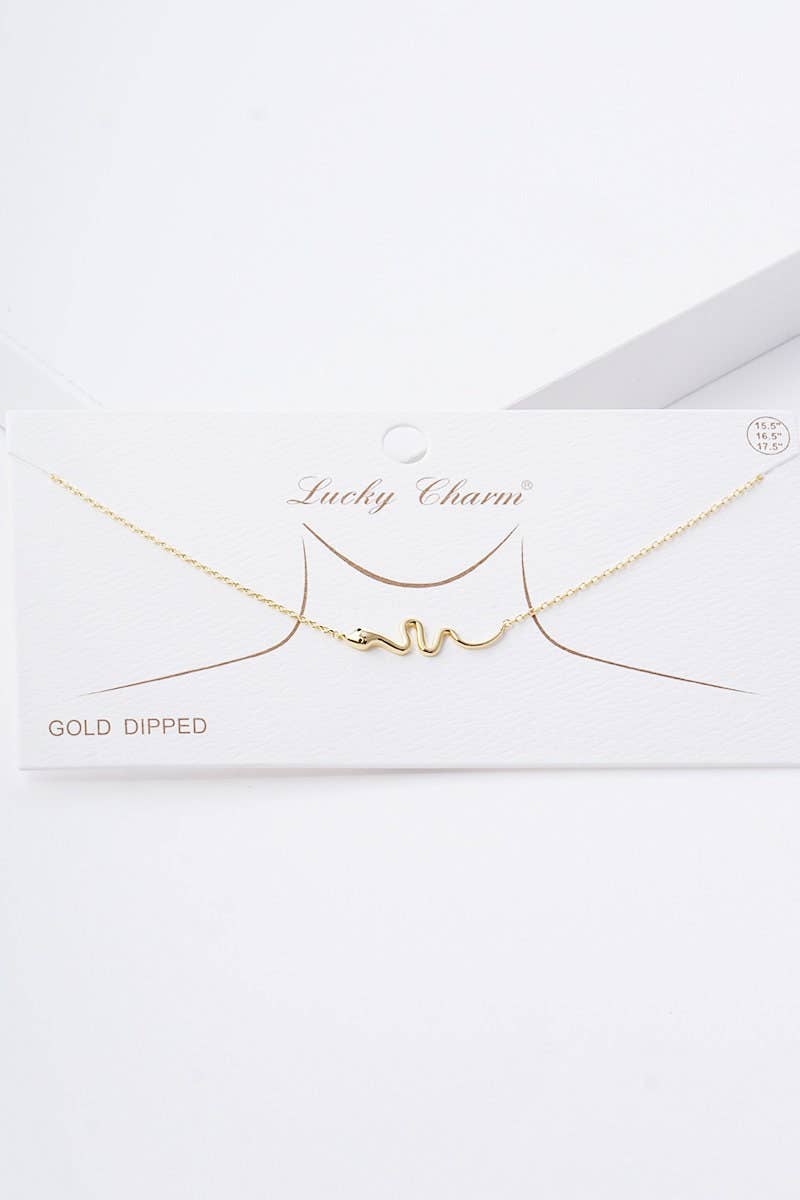 Gold Plated Tiny Snake Charm Necklace
