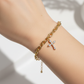 Cubic Zirconia Cross Charm Link Bracelet with Magnetic Clasp