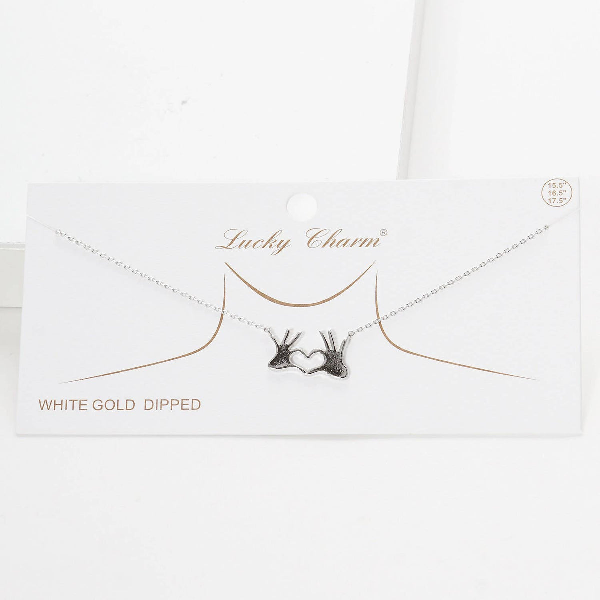 Gold Plated Double Hand Love Heart Necklace
