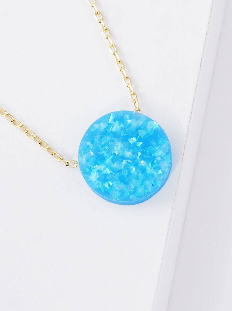 Gold Plated Opal Round Necklace