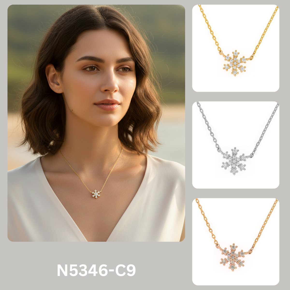 Pavé CZ Snowflake Pendant Necklace