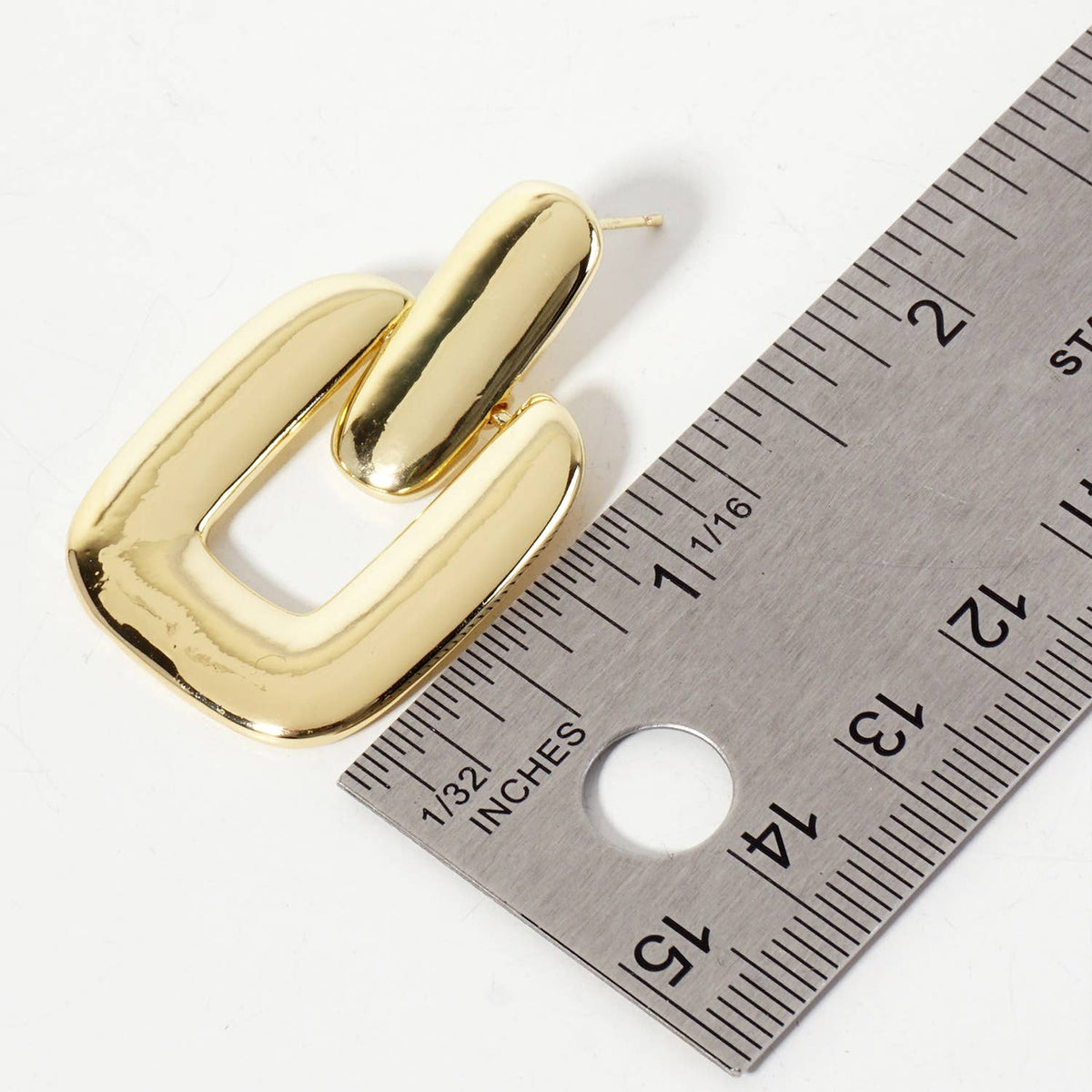Rectangle Doorknocker Design Dangle Post Earrings