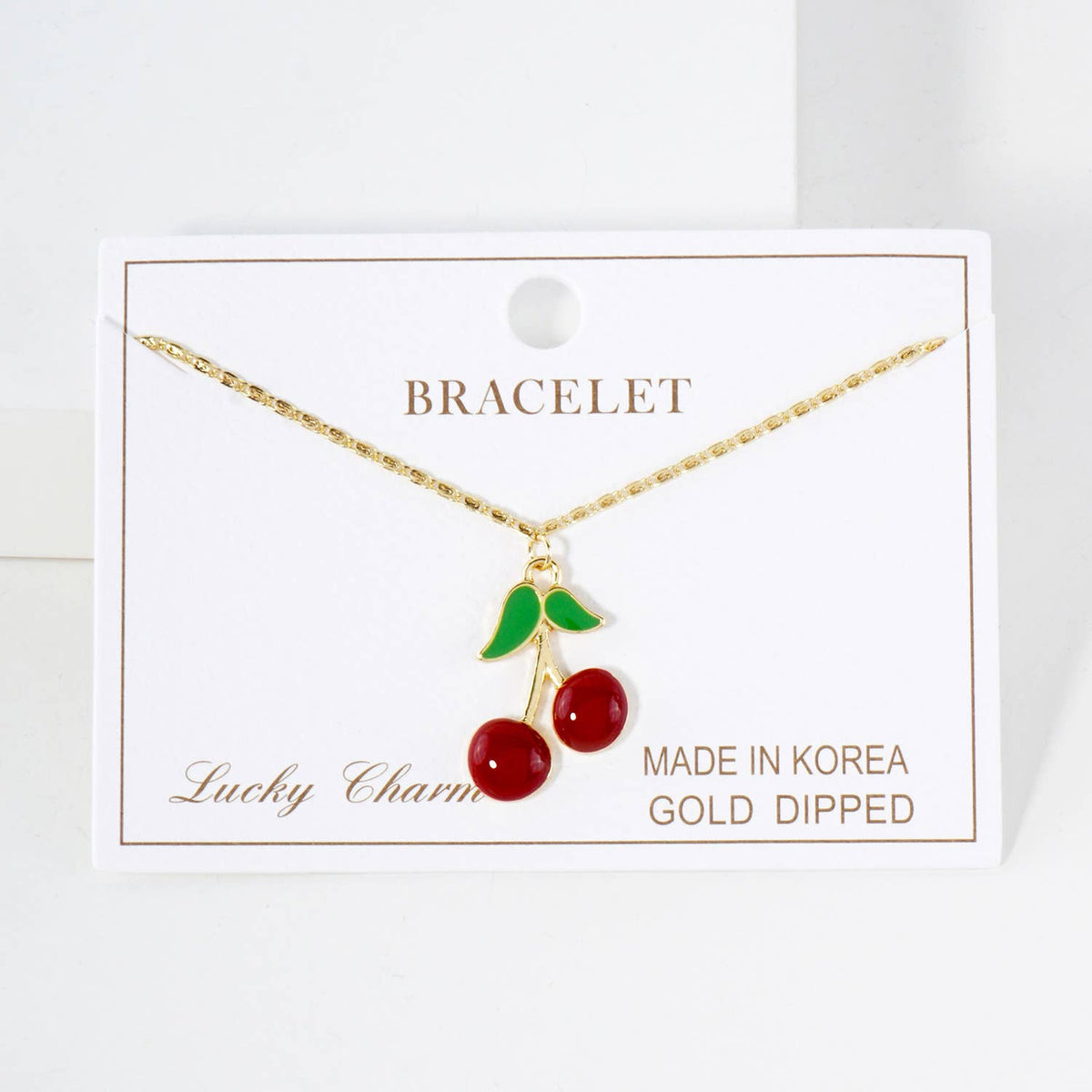 Enamel Cherry Charm Bracelet