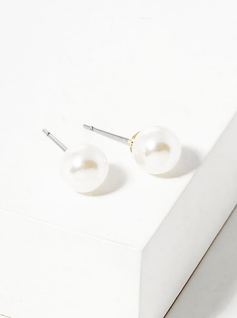 8mm Pearl Post Stud Earrings
