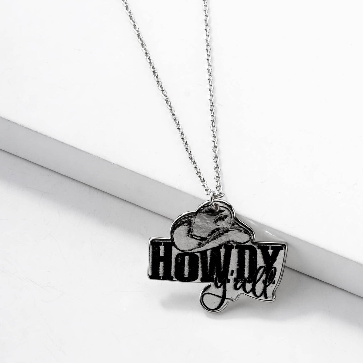 Howdy Y'all Cowboy Hat Western Pendant Necklace