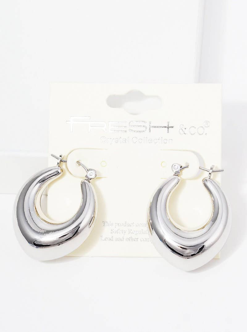 Gold Chunky Oval Huggie Earrings