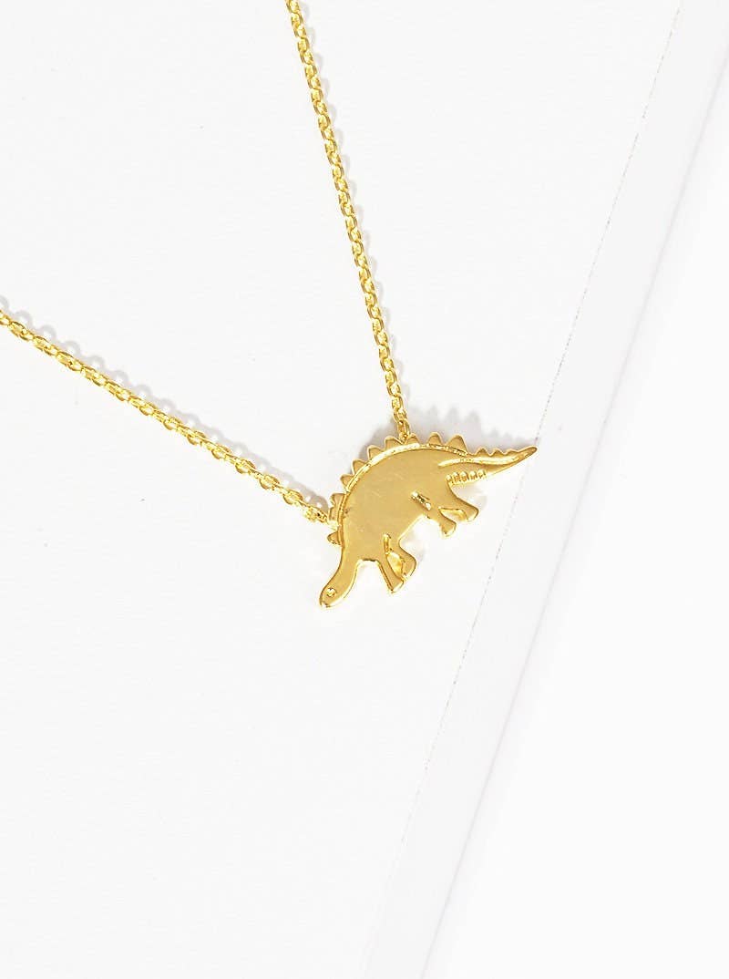 Gold Stegosaurus Dinosaur Necklace