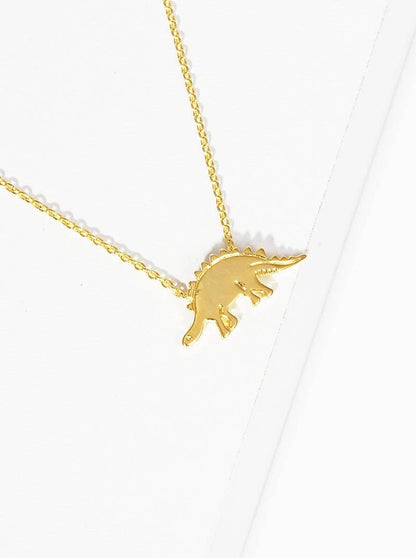 Gold Stegosaurus Dinosaur Necklace