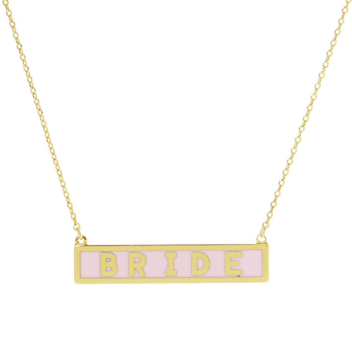 Gold Plated Mini Bar BRIDE Necklace