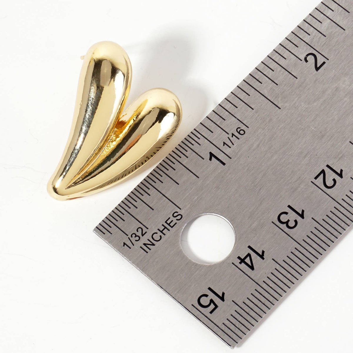 Polished Brass 18K-Gold-Dipped 1-inch Heart Post Earrings