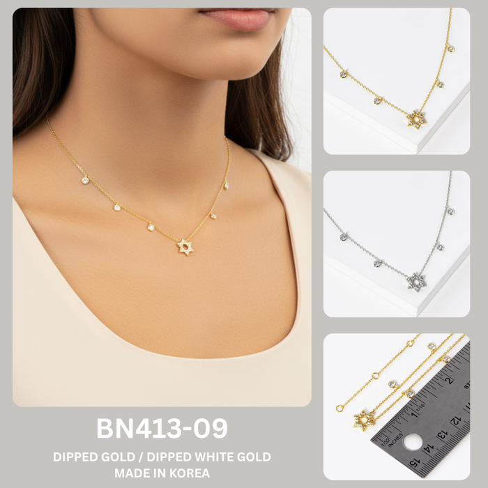CZ Star of David Dangle Charm Necklace