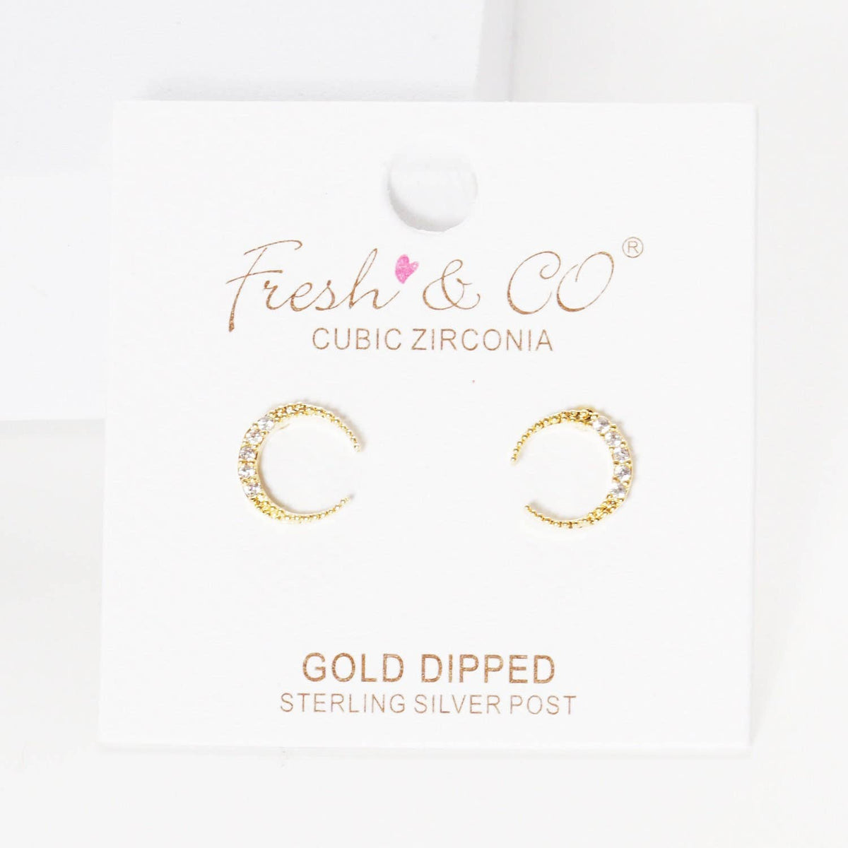 Gold Plated Crescent Moon Stud Earrings