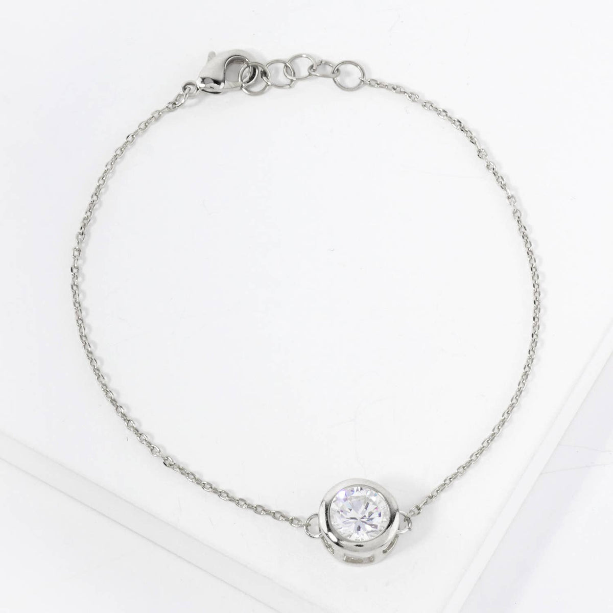7mm CZ-Stone 18K-Gold-Dipped Chain Bracelet