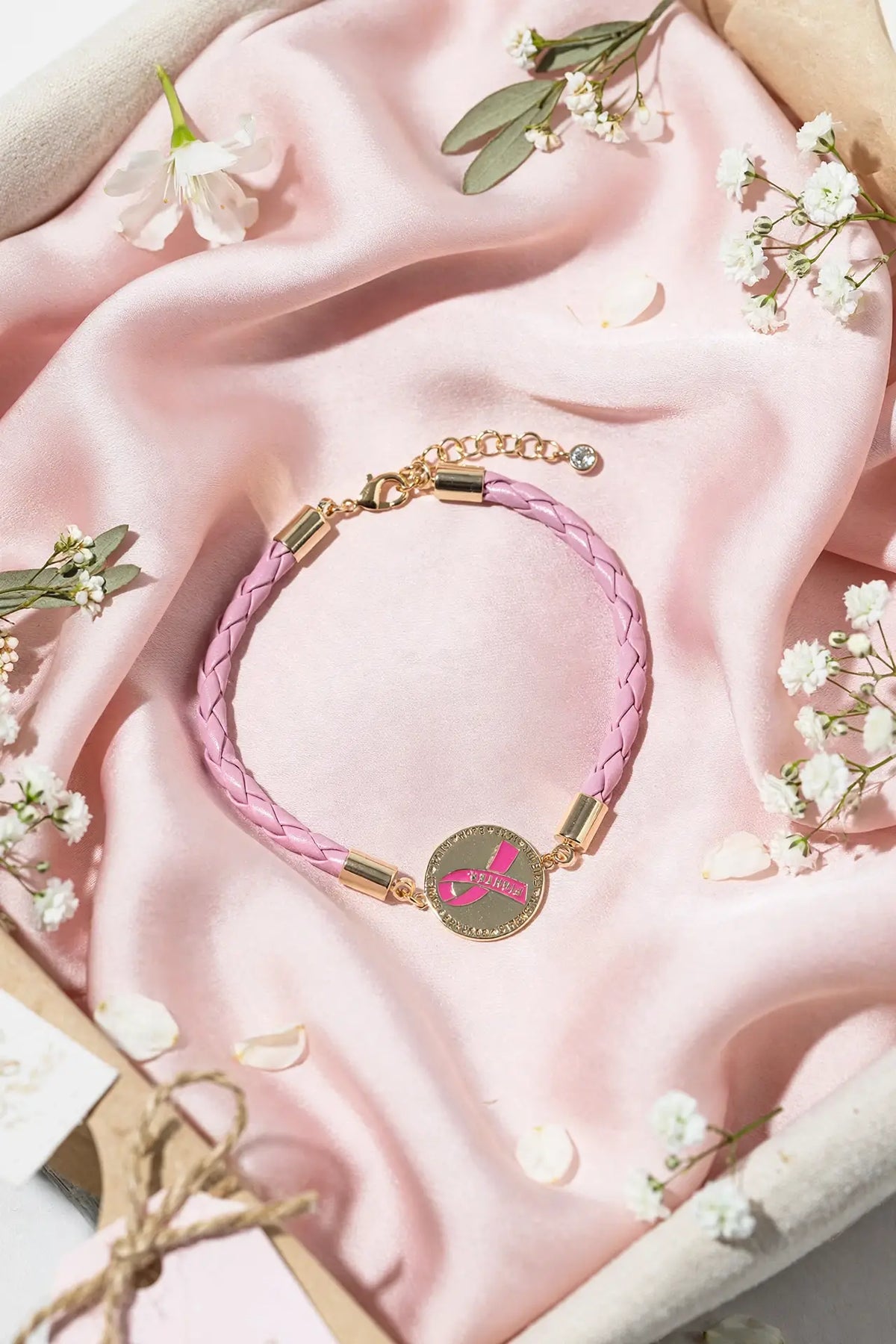Pink Ribbon Fighter Coin Bracelet