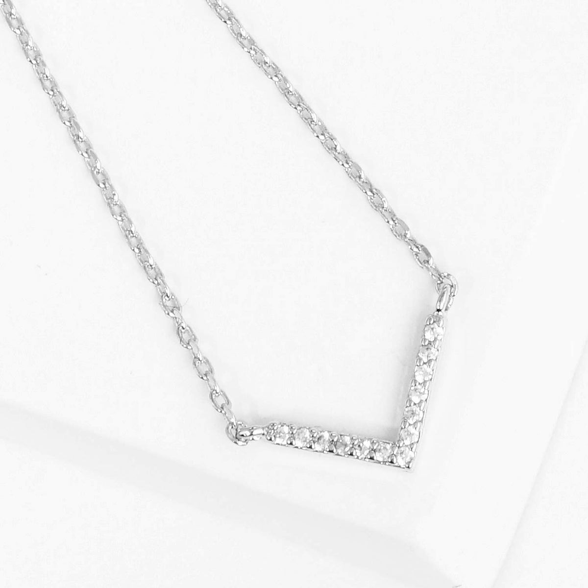 Dainty Pavé V-Bar Necklace