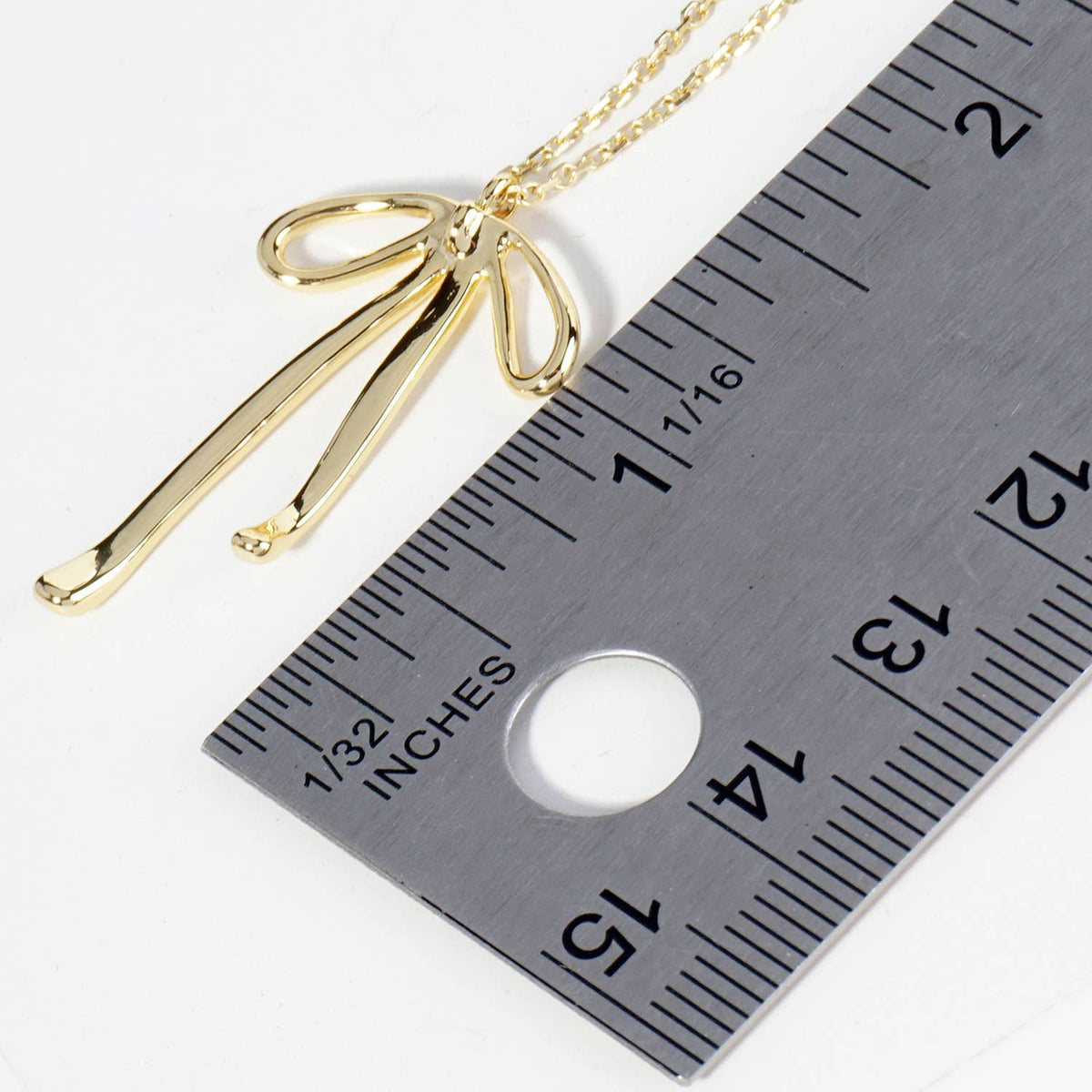 RIBBON BOW PENDANT NECKLACE / 18K GOLD DIPPED BRASS