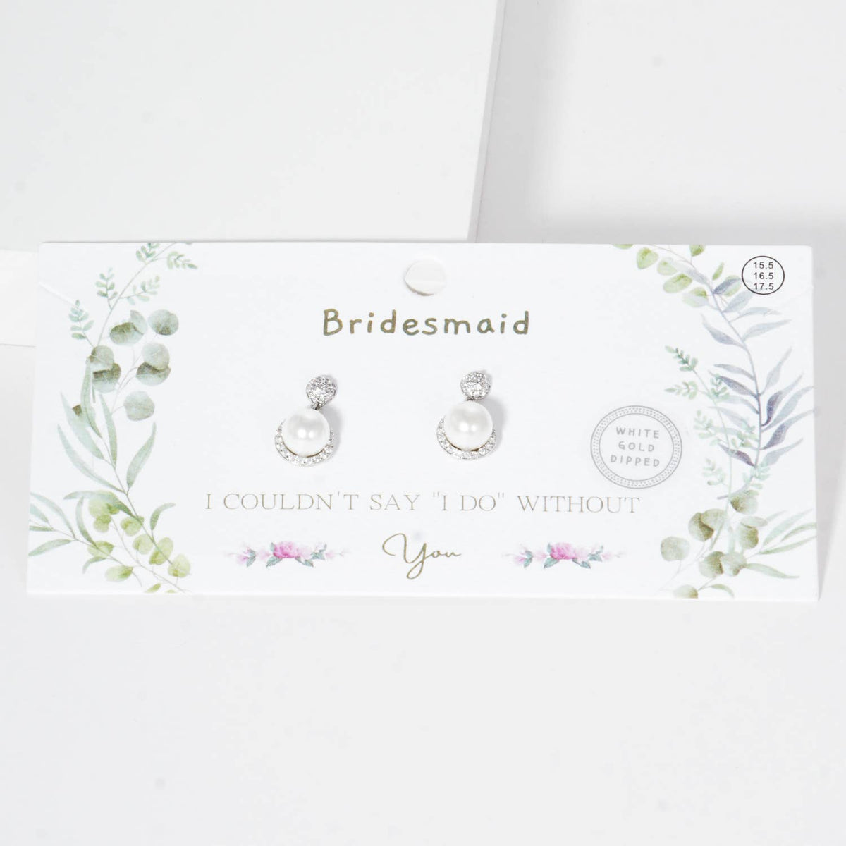 Pearl & Crystal Halo Bridesmaid Drop Earrings on Message Car