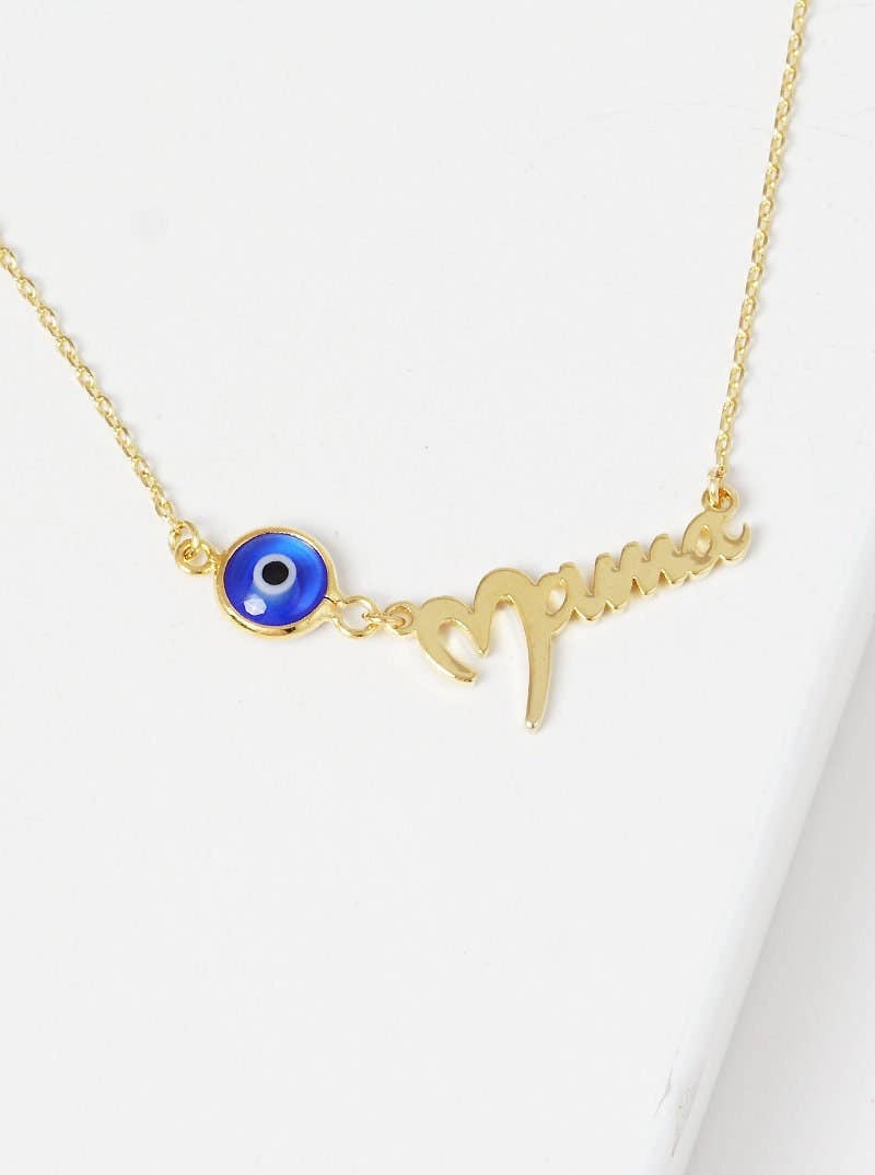 Gold Mama Necklace w/ Evil Eye Charm