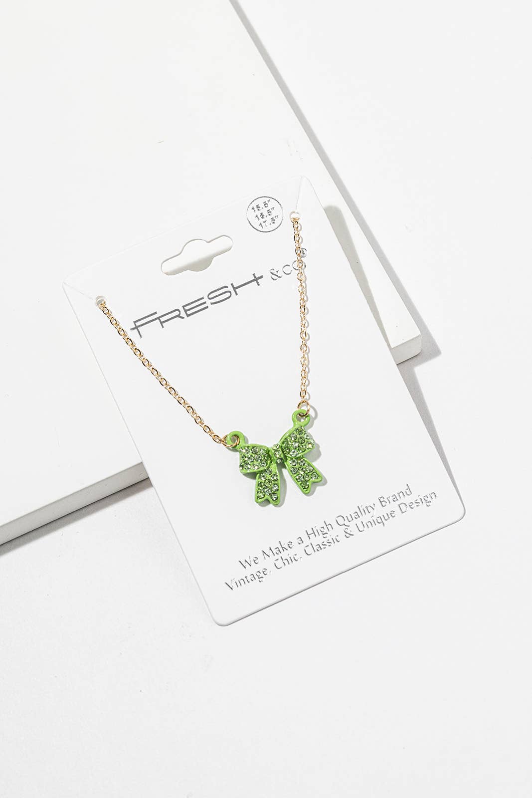 Enamel Crystal Bow Pendant Necklace – Pavé Bow on Chain
