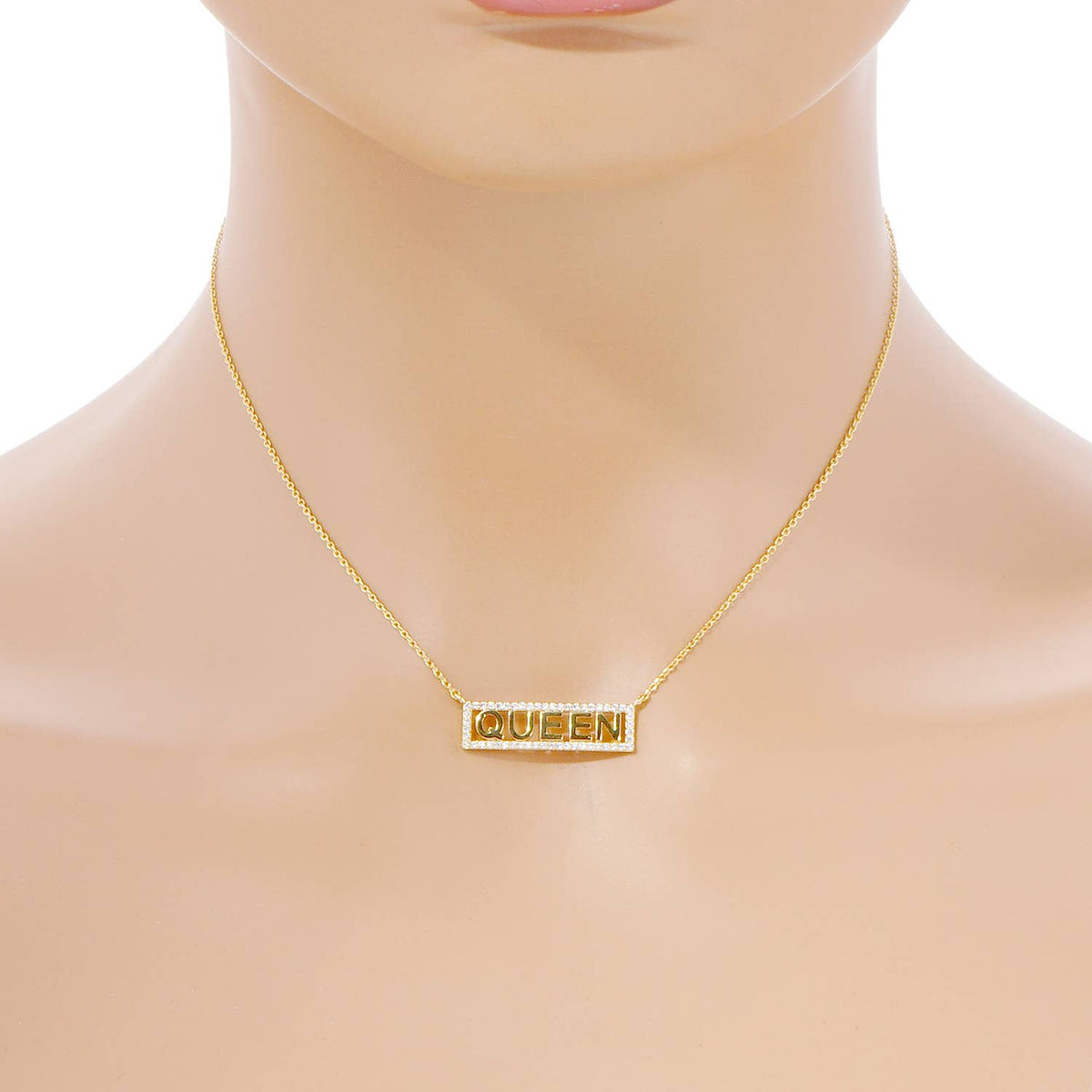 Gold Plated Queen Bar Necklace
