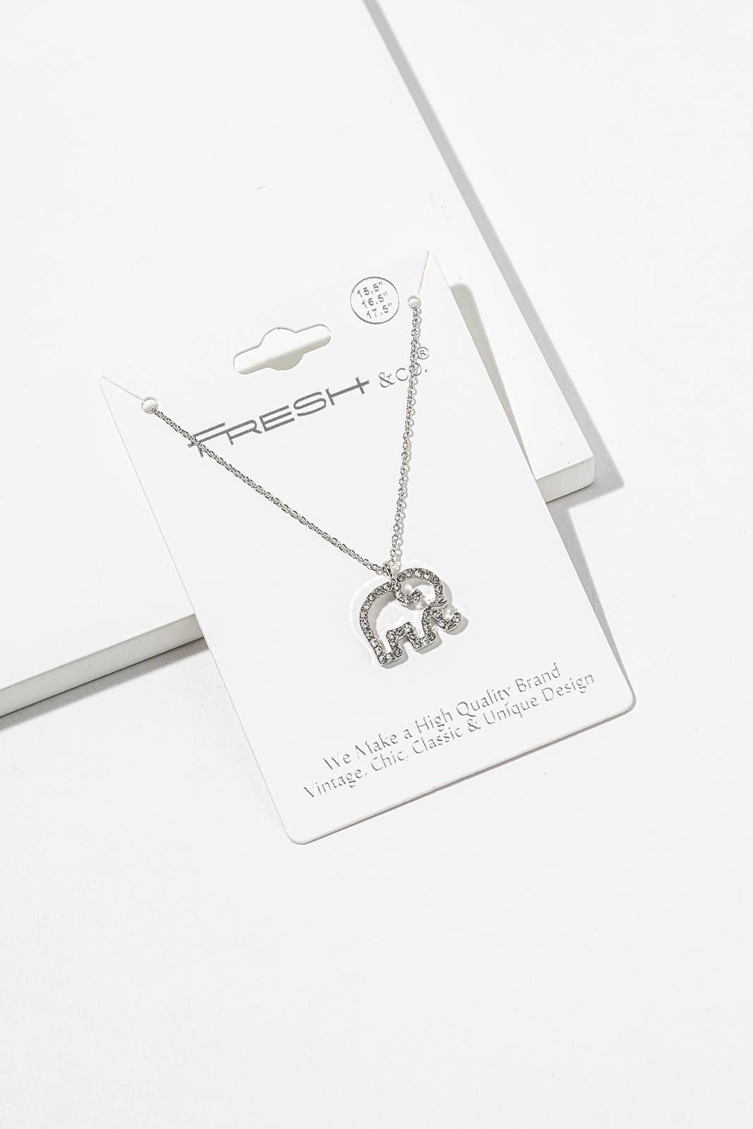 Crystal Elephant Pendant Necklace – Open-Outline Elephant