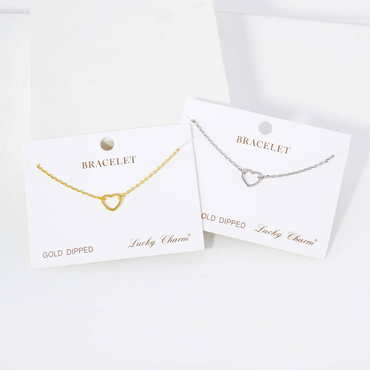 Polished Brass 10mm Cutout Heart  Chain Bracelet