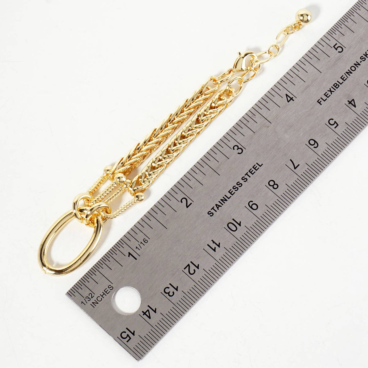 Mixed Texture Oval Link Chain Bracelet