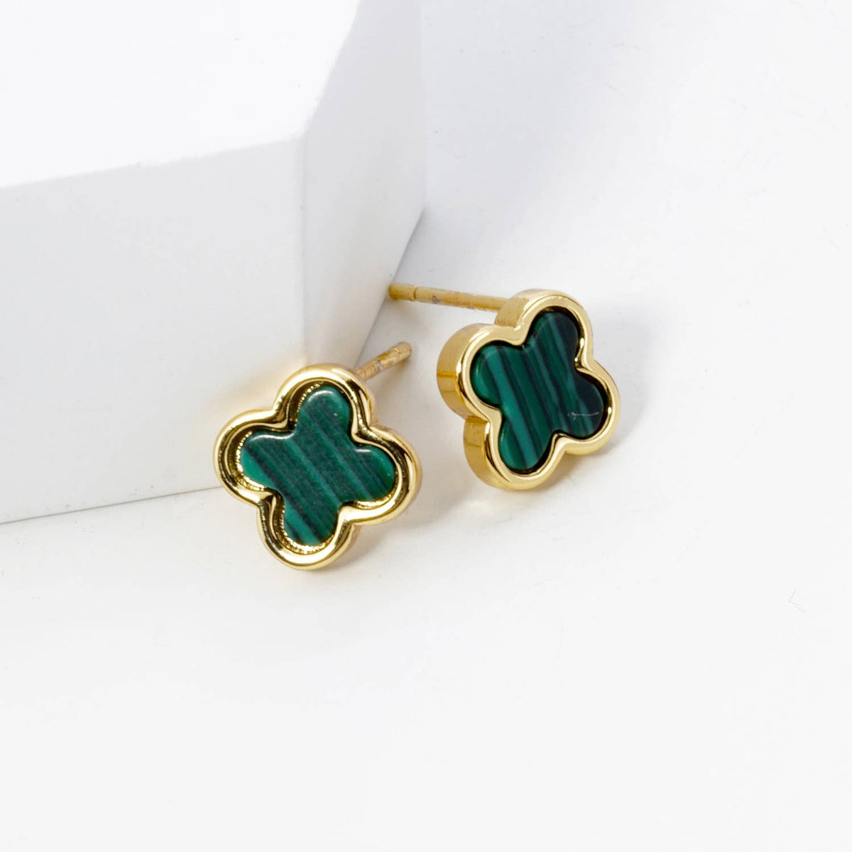 18K GOLD DIPPED 9MM QUATREFOIL STUD EARRINGS