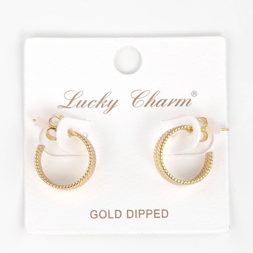 Gold Plated Francois Ridged Hoop Earrings