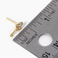 18K Gold Dipped Three CZ Stones Key Stud Earrings